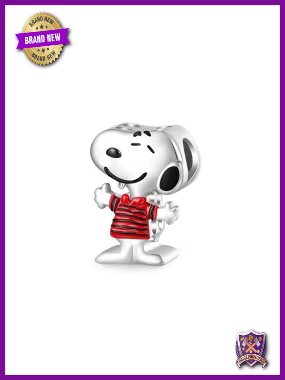 Snoopy 925 Sterling Silver Dangle Charm beach scene